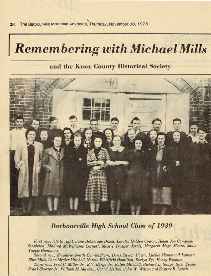 Barbourville High School Class of 1939